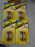 (R2) BUSSMAN 15 AMP FUSES; LOT TO INCLUDE 4 PACKS WITH 2 COOPER BUSSMANN, 15 AMP, CARTRIDGE FUSES IN