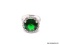 .925 STERLING SILVER LADIES 4.5 CT CHATON EMERALD RING. SIZE 8 1/2