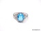 .925 STERLING SILVER LADIES 2.5 CT BLUE TOPAZ RING. SIZE 8 1/2.