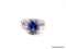 .925 STERLING SILVER LADIES 2.25 CT CHATON SAPPHIRE RING. SIZE 8