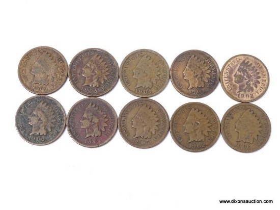 10 ASSORTED INDIAN CENTS