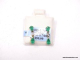 14KT YELLOW GOLD, 3/4 CT EMERALD & .03 PT DIAMOND EARRINGS. WEIGHS 1.3 GM