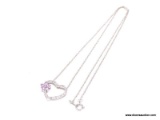 10KT WHITE GOLD PINK SAPPHIRE & 20PT DIAMOND PENDANT ON AN 18