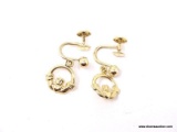 14KT YELLOW GOLD LADIES CLADDAGH SCREW BACK EARRINGS. WEIGHS 1.8 GM