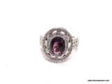 .925 STERLING SILVER LADIES 2 CT AMETHYST RING. SIZE 8