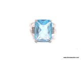 .925 STERLING SILVER 4 CT BLUE TOPAZ RING. SIZE 8