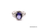 .925 STERLING SILVER LADIES 2.5 CT AMETHYST RING. SIZE 8.5