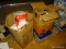 (ATTIC) CHRISTMAS LOT; BOXES OF TREE LIGHTS AND SANTA FIGURES