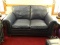(FAMRM) LEATHER LOVE SEAT; CLASSIC LEATHER HICKORY, NC FROM VIRGINIA WAYSIDE FURN.- BLUE LEATHER