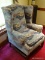 (FAMRM) WING CHAIR; ONE OF A PR. OF PENNSYLVANIA HOUSE CHERRY WING CHAIRS WITH NAUTICAL THEME