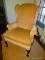 (LR) WING CHAIR; LAINE OF HICKORY MAHOGANY QUEEN ANN WING CHAIR IN IVORY VELVET UPHOLSTERY- VERY