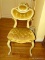 (MBED) SIDE CHAIR; PAINTED FRENCH PROVISIONAL QUEEN ANNE SIDE CHAIR WITH ROSE CARVED CREST IN GOLD