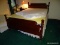 (BD1) BED; CHERRY FULL SIZE BED WITH TURNED POSTS AND WOODEN RAILS ( MATCHES 24, 25, 26 AND 277 )-