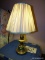 (BD2) LAMP; BRAS LAMP WITH SILK SHADE- 24 IN