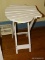 (DR) TABLE; FOLDING WOODEN SHELL SHAPED TABLE- 15 IN X 12 IN X 17 IN