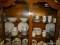 (DR) TOP 2 SHELVES OF CHINA; 90 PCS. OF ROYAL M CHINA IN ELSINORA PATTERN- 14 DINNER PLATES, 11 SOUP