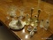 (DR) MISC. LOT; LOT INCLUDES 2 PR OF BRASS CANDLEHOLDER- 4 IN- BALDWIN AND 5 IN, SILVER-PLATE BELL,