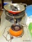 (BASE) WOK AND FONDUE; 2 ELECTRIC WOKS AND A FONDUE POT