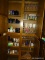 (KIT) TOP AND BOTTOM CABINET LOT; LOT INCLUDES MISC.. SETS OF GLASSES, RICE BOWLS, WINE STEMS,