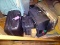 (ATTIC) LUGGAGE LOT; 4 SUITCASES- 1 ROLLING HARDCASE CARRY ON, 2 SOFT CASE CARRY ONS, AND 1960S