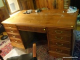 (OFFICE) DESK; MAHOGANY JASPER DESK CO. EXECUTIVE DESK- CENTER DRAWER- 4 DRAWER ON ONE SIDE AND 2