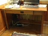 (OFFICE) COMPUTER DESK; MISSION OAK STYLE COMPUTER DESK WITH PULL OUT DRAWER FOR KEYBOARD- 50 IN X