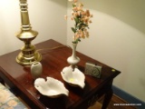 (LR) LENOX LOT; 4 PCS. OF LENOX- 2 DOVE CANDY DISHES, 7 IN VASE WITH FLOWERS AND A 4 IN VASE