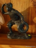 (OFFICE) STATUE; CAST ALUMINUM BRONZE TONE STATUE OF THE LIFE SAVER FROM STATION 1- KILL DEVIL