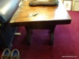 (FAMRM) NAUTICAL TABLE- ONE OF A PR. OF WOOD AND METAL SHIP'S HATCH TABLES- 23 IN X 26 IN X 21IN