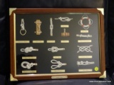 (FAMRM) FRAMED KNOTS; FRAMED SAILOR KNOTS IN MAHOGANY AND GLASS SHADOW BOX FRAME- 19 IN X 14 IN