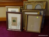 (FAMRM) LOT OF FRAMES; LOT OF MISC.. FRAMES RANGING FROM 8 IN X 10 IN TO 12 IN X 16 IN- WOOD, GOLD