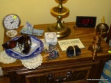 (MBED) MISC.. ITEMS; ITEMS INCLUDE BIG BEN WIND UP CLOCK, DIGITAL ALARM CLOCK, FLO BLUE SOUVENIR