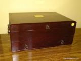 (MBED) JEWELRY BOX; MAHOGANY LIFT TOP WITH DRAWER JEWELRY BOX- 16 IN X 12 IN X 7 IN