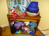 (MBED) SCARF AND HAT LOT; LOT OF LADIES SCARVES AND HATS4 STRAW AND 4 FELT- 1 FROM TALBOTS