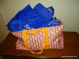 (LDRY) TOTE FULL OF TOTES; LARGE BEACH TOTE WITH A NUMBER OF SOUVENIR TOTES