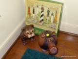 (BD1) MISC.. LOT- LOT INCLUDES A NAUTICAL THEMED PUZZLE, CERAMIC BULL DOG- 9 IN H AND A POTTERY 8 IN