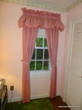 (BD2) WINDOW DRAPERIES; 2 SETS OF PINK WINDOW DRAPERIES WITH VALANCES- 40 IN X 86 IN