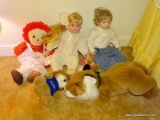 (BD3) DOLLS AND PLUSH ANIMALS; LOT INCLUDES A SWEET DREAMS GIRL COMPOSITION DOLL- 21 IN H, A BOY