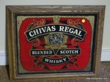 (GAMERM) ADVERTISING PICTURE; FRAMED PAINTED ON GLASS WHISKY ADVERTISEMENT- 23 IN X 20 IN