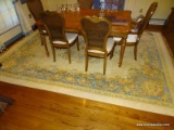 (DR) RUG; HAND SCULPTED CHINESE RUG IN IVORY AND BLUE- 8 FT. 5 IN X 12 FT.