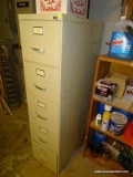 (BASE) FILE CABINET; METAL 5 DRAWER FILE CABINET- 15 X 29 IN X 59 IN AND INCLUDES CONTENTS OF