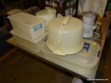(BASE) FOOD CONTAINERS; PLASTIC FOOD CONTAINERS- CAKE CARRIER, BATTER PITCHER, CASSEROLE CARRIER,