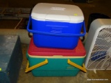 (BASE) COOLERS; 2 SMALL COOLERS- IGLOO AND COLEMAN