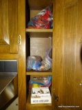 (KIT) CABINET LOT; LOT INCLUDES 2 BAGS OF COOKIE CUTTERS AND 2 BAGS AND A BOX OF CHRISTMAS AND