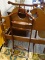 (R1) MAHOGANY VALET STAND WITH REEDED DETAILING ALONG THE SIDE. TOP IS COMING APART FROM BASE (JUST