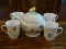 (R3) LENOX BUTTERFLY MEADOW TEA SET; 5 PIECE SET TO INCLUDE A TEAPOT AND 4 MUGS (SWALLOWTAIL,