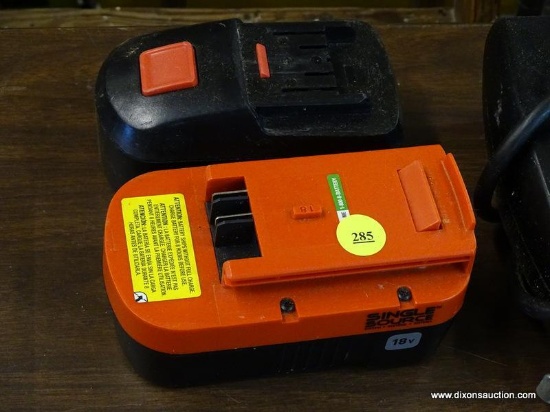(R4) PAIR OF 18V POWER TOOL BATTERIES; 2 PIECE LOT TO INCLUDE A BLACK & DECKER SINGLE SOURCE 18V