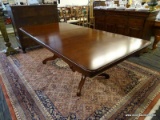 (R2) DOUBLE PEDESTAL KITCHEN TABLE; EXTENDING, DOUBLE PEDESTAL KITCHEN TABLE WITH ROUNDED CORNERS, 2