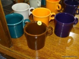 (R2) SET OF FIESTAWARE MUGS; 5 PIECE SET TO INCLUDE A CHOCOLATE, MULBERRY, TANGERINE, PEARL GRAY,