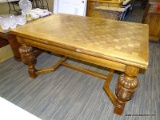 (R3) ELIZABETHAN, REFECTORY DINING TABLE; OAK ELIZABETHAN ERA DINING TABLE WITH A CHECKERED TOP,